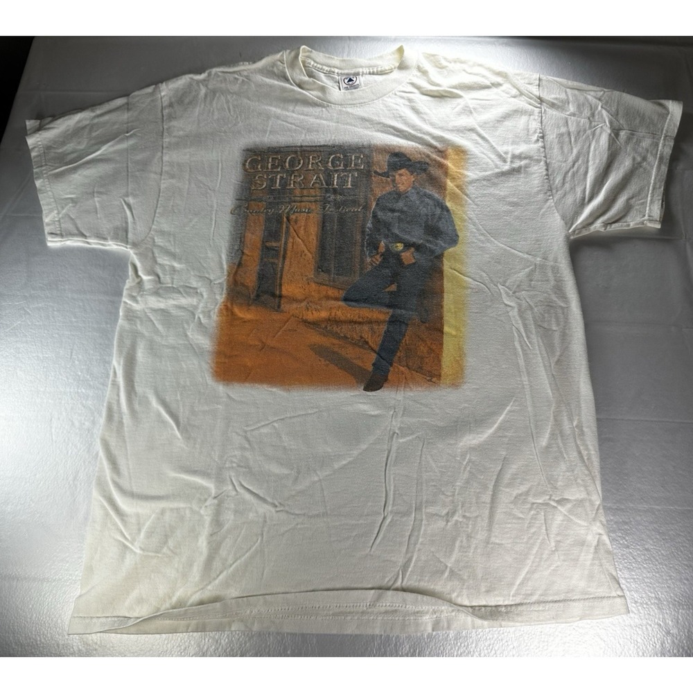 VTG George Strait Concert Shirt Mens XL White Country Festival Delta Pro Weight